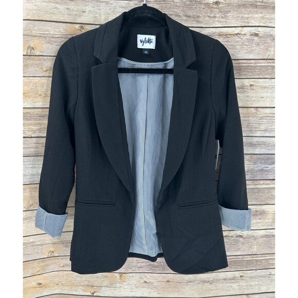 Vylette Jackets & Blazers - Women's Vylette Black Rolled Sleeve Open Front Blazer Size XS